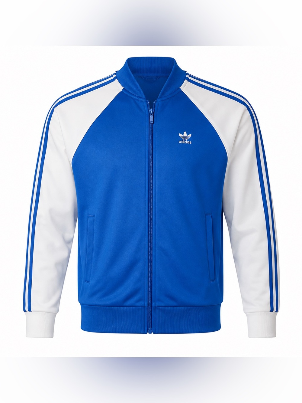 Adidas A2B001 Blue White 3-Stripes Trefoil Full Zip Track Jacket